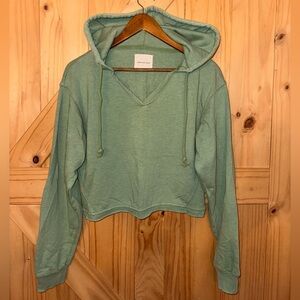 American Eagle Outfitters Sage Green Cropped Hoodie